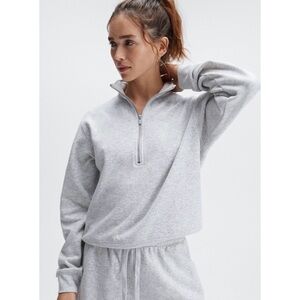 Fabletics Go-To Half Zip Crewneck Heather Gray Sweatshirt Size Large